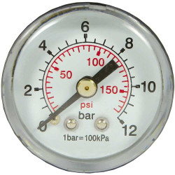 MANOMETRE 40MM 0-12 BARS PVC 1/8 LATERAL